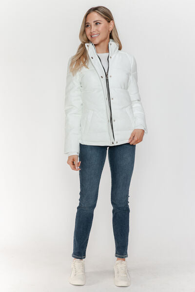 YMI Zip-Up Turtleneck Puffer Jacket with Pockets