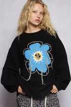 POL BloomCraze Floral Fringe Knit Sweater