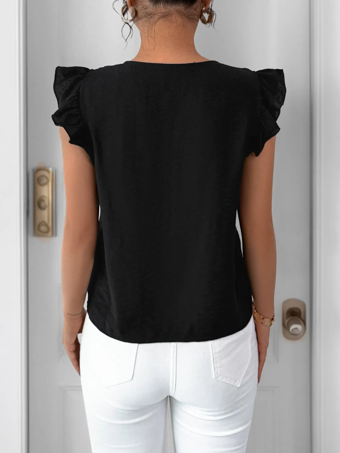 V-Neck Cap Sleeve Shirt