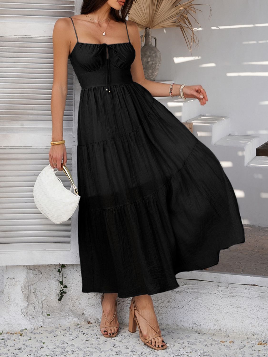 Devine Smocked Tiered Maxi Dress - Elegant & Flowy