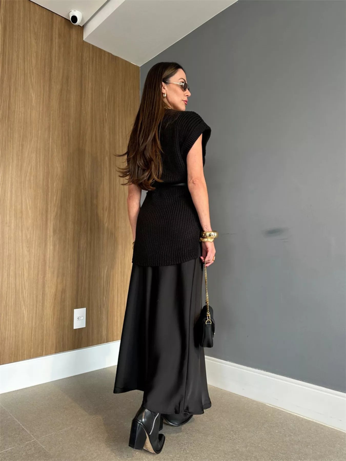 Round Neck Cap Sleeve Ribbed Sweater Dress