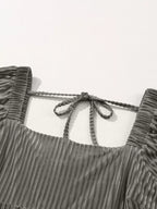 Velvet Tie-Back Square Neck Babydoll Mini Dress