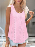 Eyelet Scoop Neck Tank â€“ Lightweight Summer Staple Pink