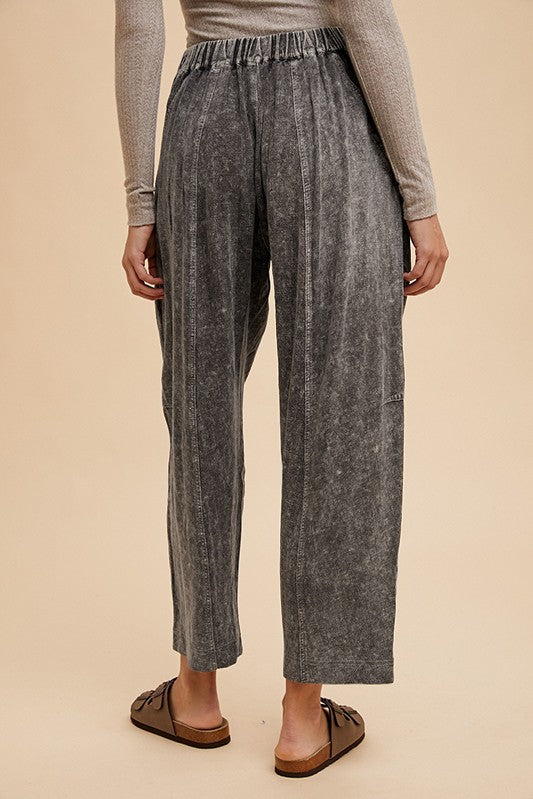 Annie Wear Mineral Washed Elastic Waist Linen Pants