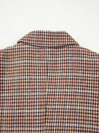 Chic Houndstooth Lapel Collar Blazer – Stylish Buttoned Women’s Outerwear