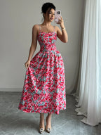 Floral Print Sweetheart Neckline Cami Maxi Dress