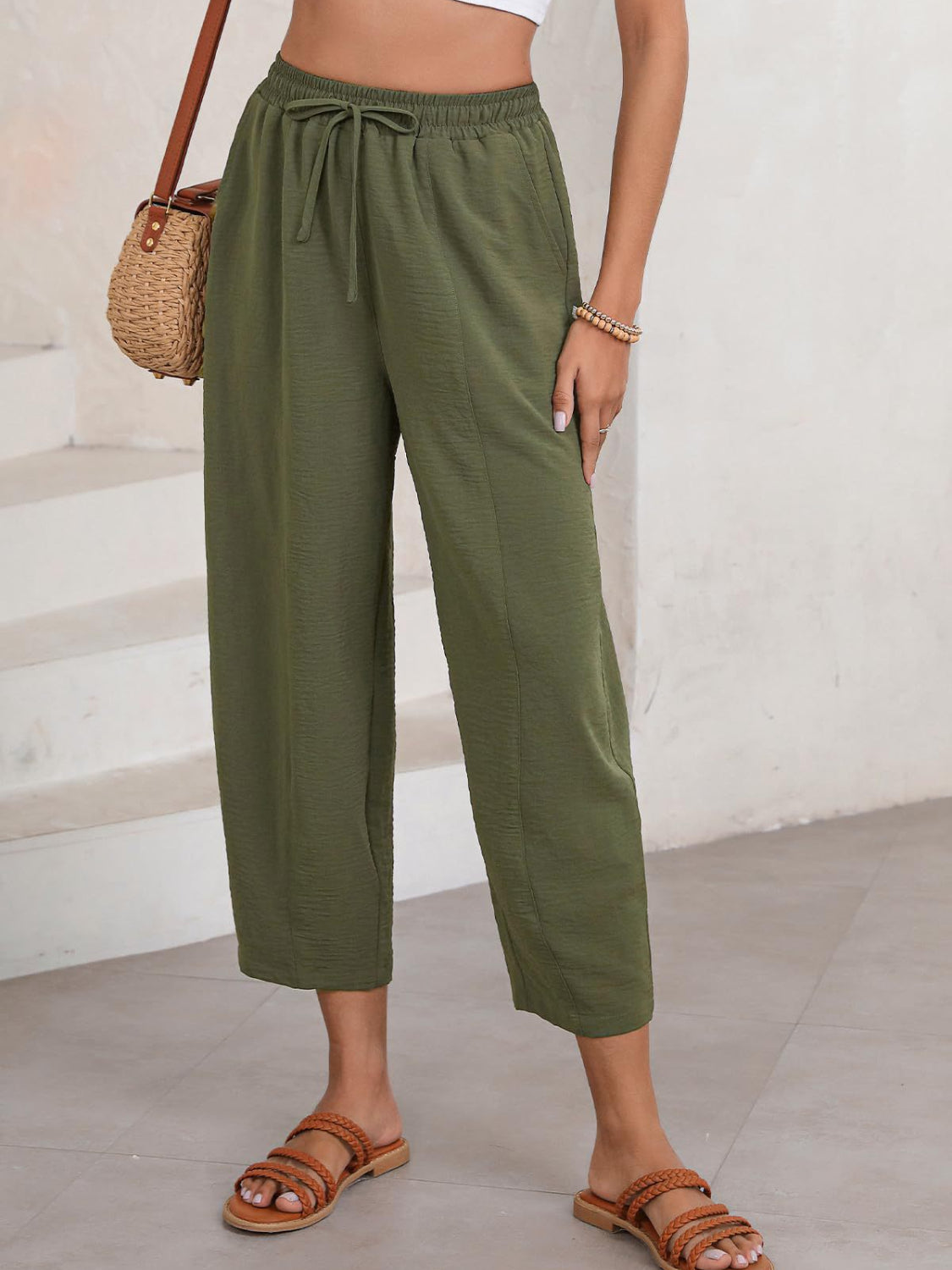 Full Size Drawstring Cropped Jogger Pants - Stylish & Comfy