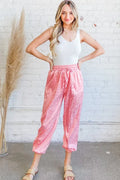 And The Why Satin Leopard Print Joggers Pink