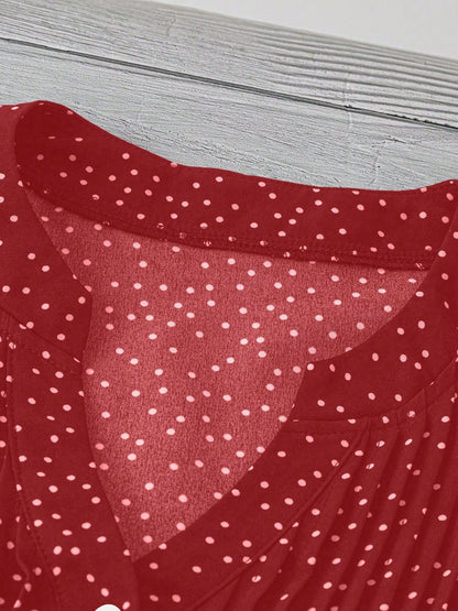 Polka Dot Ruffled Cap Sleeve Blouse - Chic & Feminine