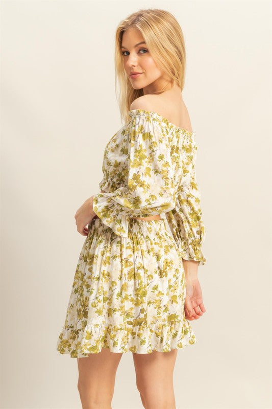 Floral Off-Shoulder Top & Skirt Set - Chic & Trendy