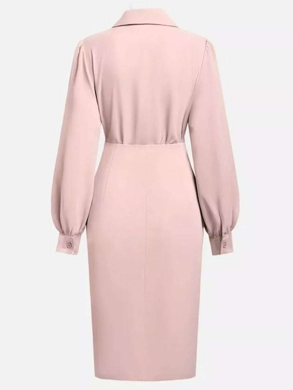 Elegant Ruched Midi Shirt Dress with Chic Side Slit