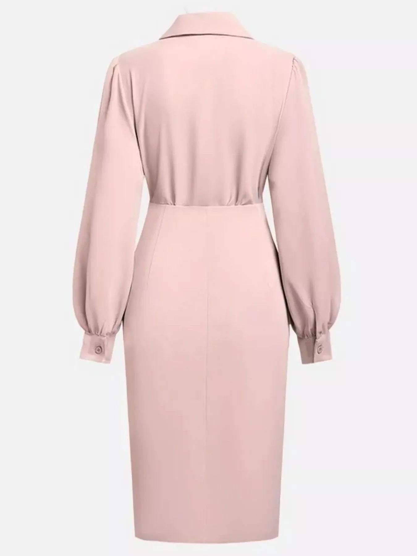 Elegant Ruched Midi Shirt Dress with Chic Side Slit