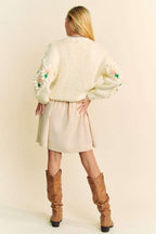 Davi & Dani Floral Pattern Button-Down Cardigan