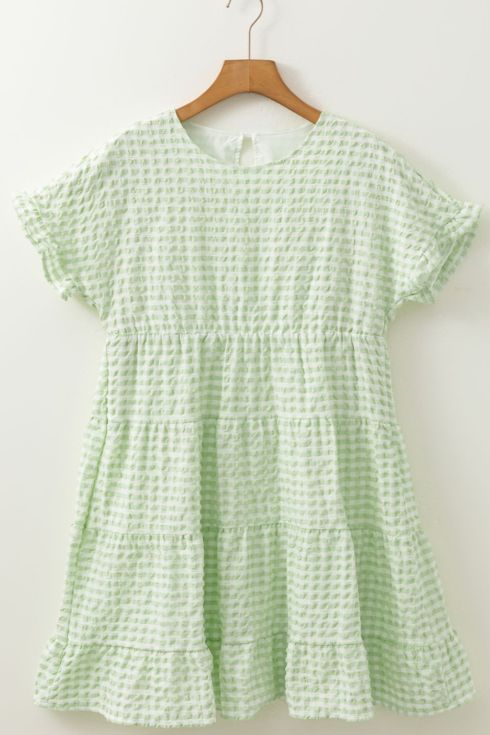 Textured Short Sleeve Tiered Mini Dress - Chic & Flowy