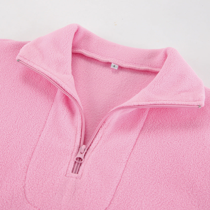 Casual Quarter Zip Long Sleeve Sweatshirt