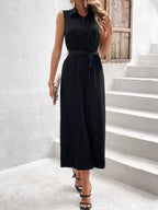 Chic Sleeveless Buttoned Wide Leg Jumpsuit