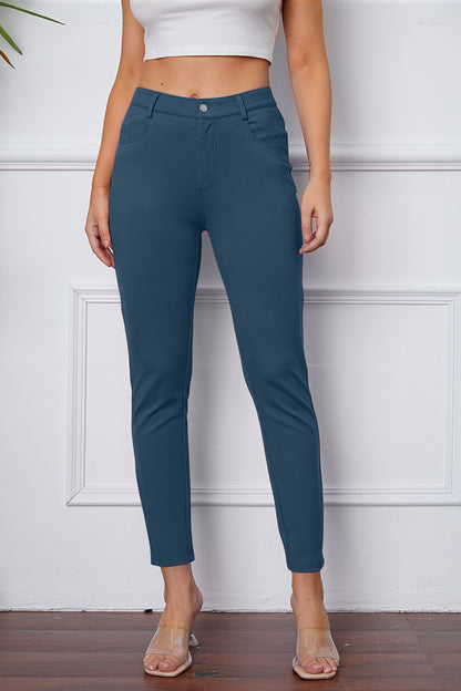 Stretchy Stitch Pocketed Pants by Basic Bae Dusty Blue