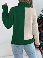 Cozy Christmas Reindeer Ribbed Turtleneck Sweater