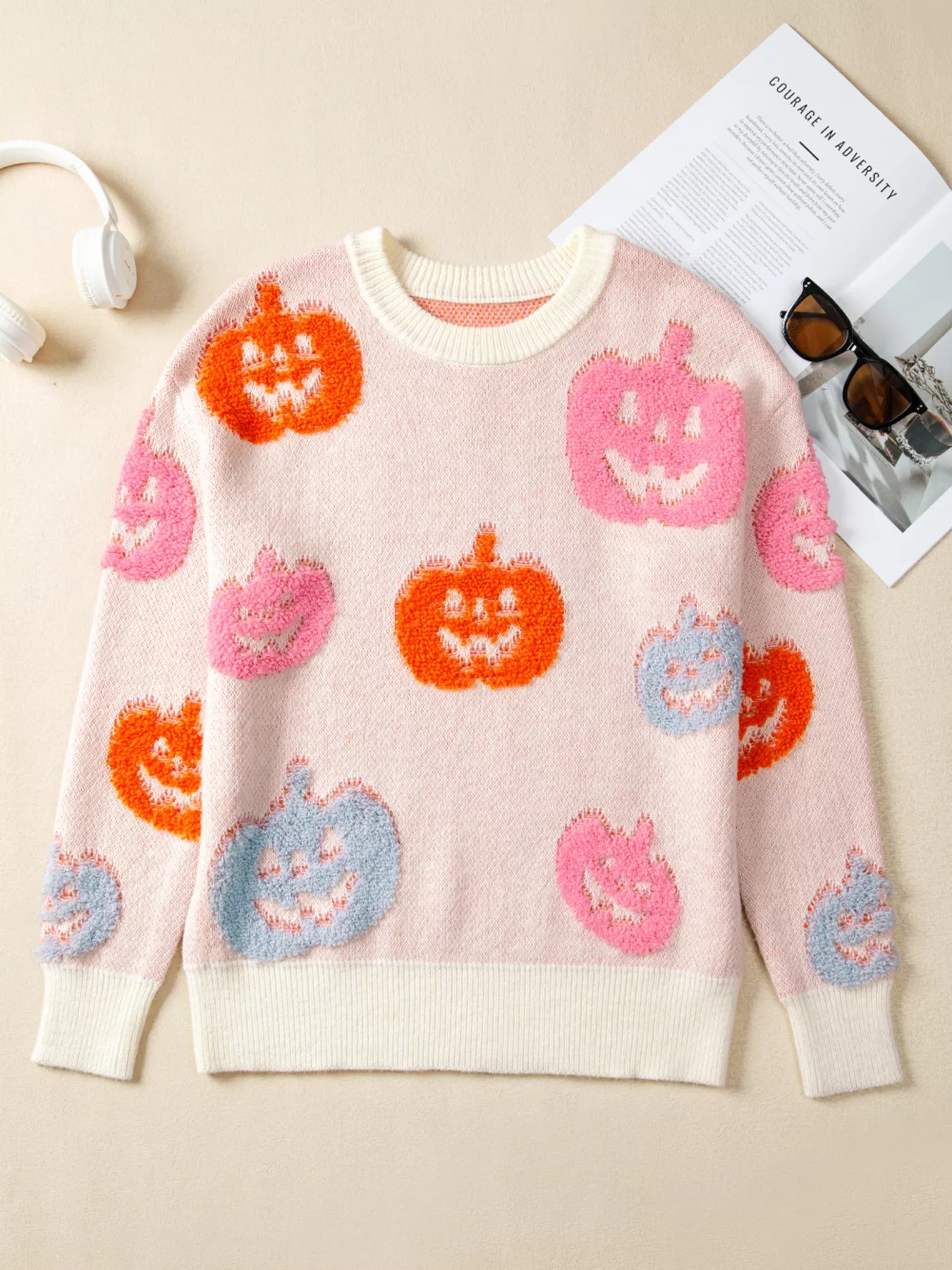 Halloween Cute Pumpkin Pattern Knit Sweater