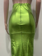 Shimmer Side-Slit Bodycon Maxi Skirt