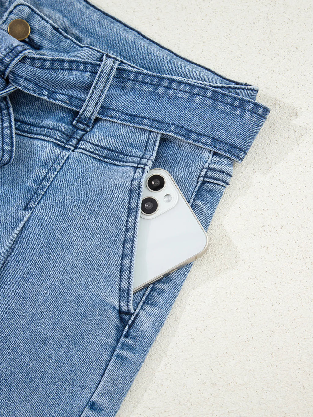 High-Waisted Wide Leg Jeans with Matching Belt