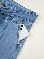 High-Waisted Wide Leg Jeans with Matching Belt