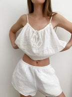 Two-Piece Tie-Front Cami & Shorts Lounge Set