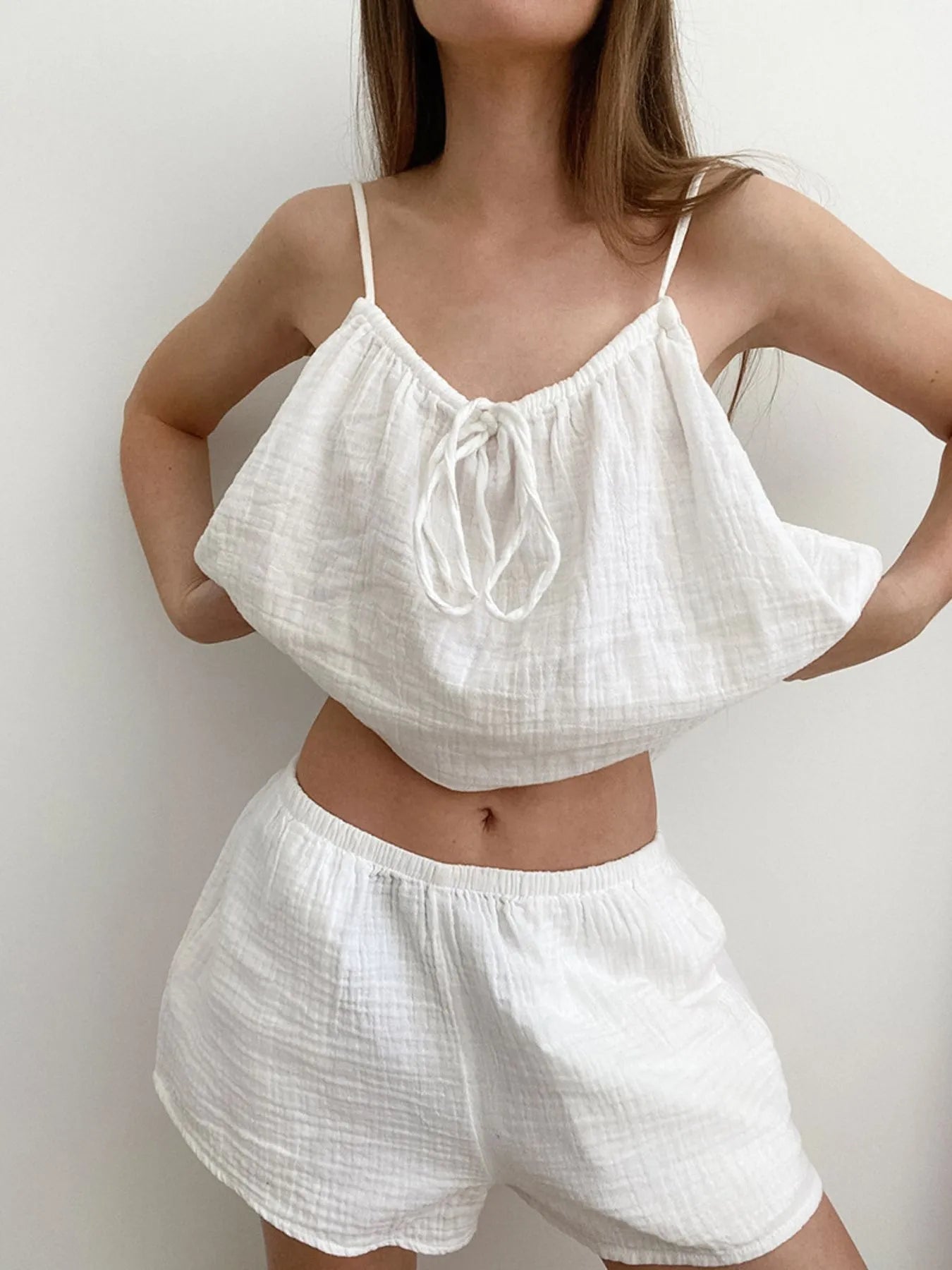 Two-Piece Tie-Front Cami & Shorts Lounge Set