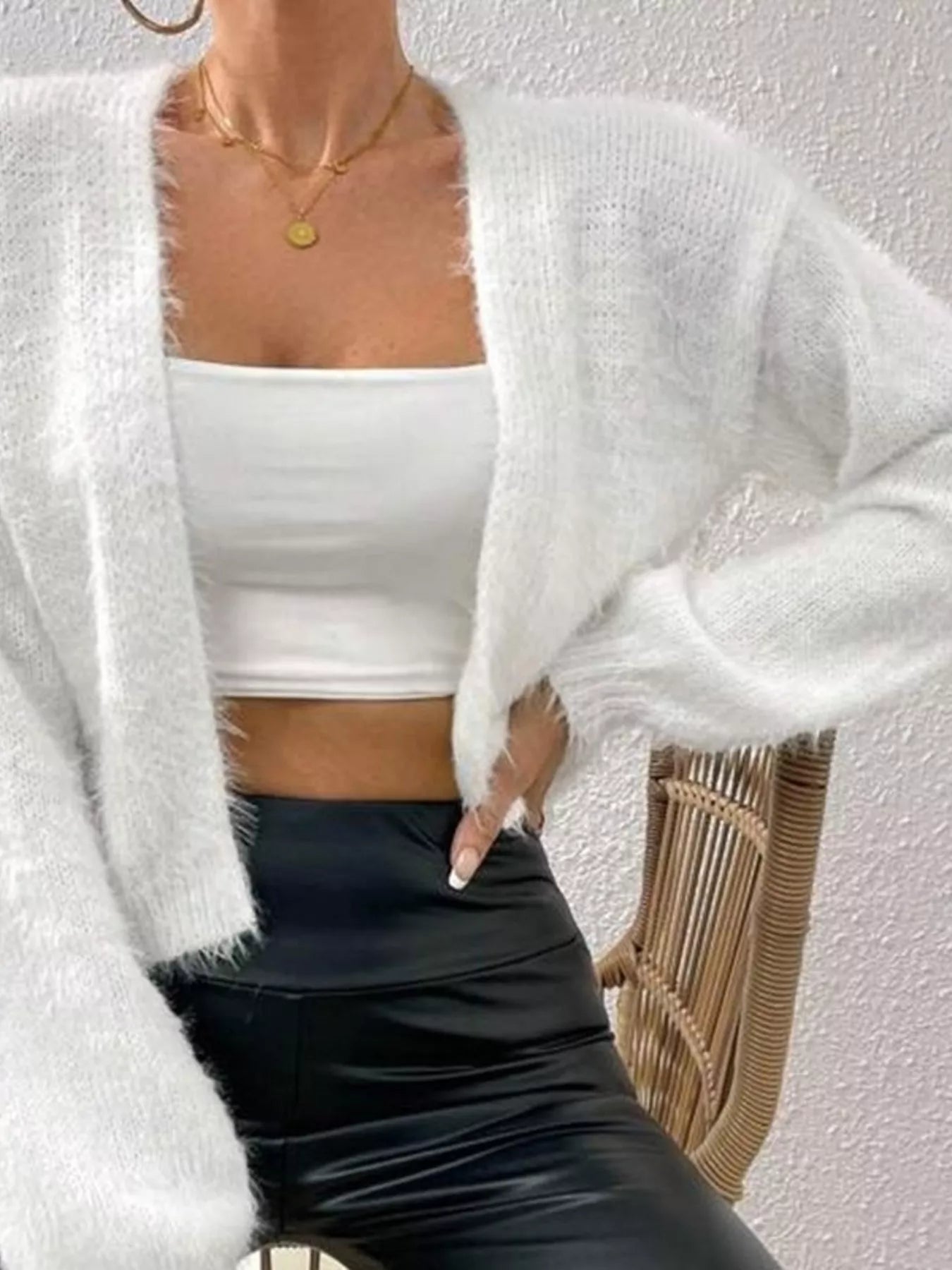 Classic Open Front Long Sleeve Cardigan