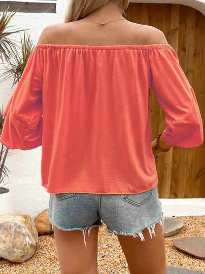 Off-Shoulder Tie-Front Casual T-Shirt