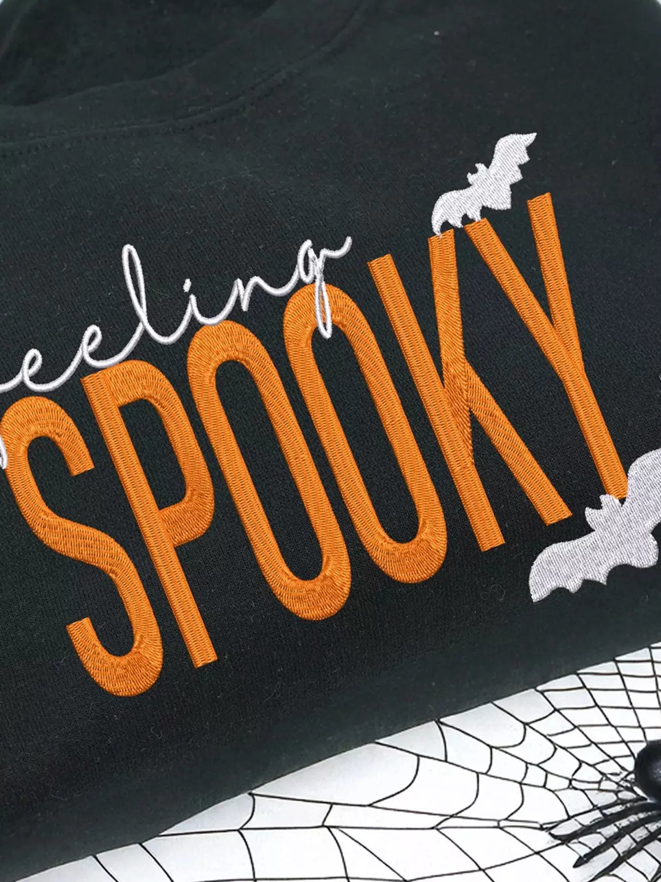 Feeling Spooky Halloween Embroidered Sweatshirt – Festive & Stylish Fall Pullover