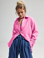 Textured Long Sleeve Collared Shirt - 100% Cotton