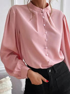 Classic Button Up Long Sleeve Shirt Blush Pink