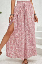 Slit Printed Wide-Leg Pants - Trendy & Flowy Statement Piece