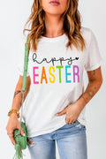 HAPPY EASTER Round Neck T-Shirt - Festive & Comfortable White