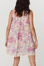 Floral Tie Neck Mini Dress - Sleeveless & Breezy