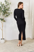 Culture Code Ribbed Slit Midi Dress â€“ Full Size