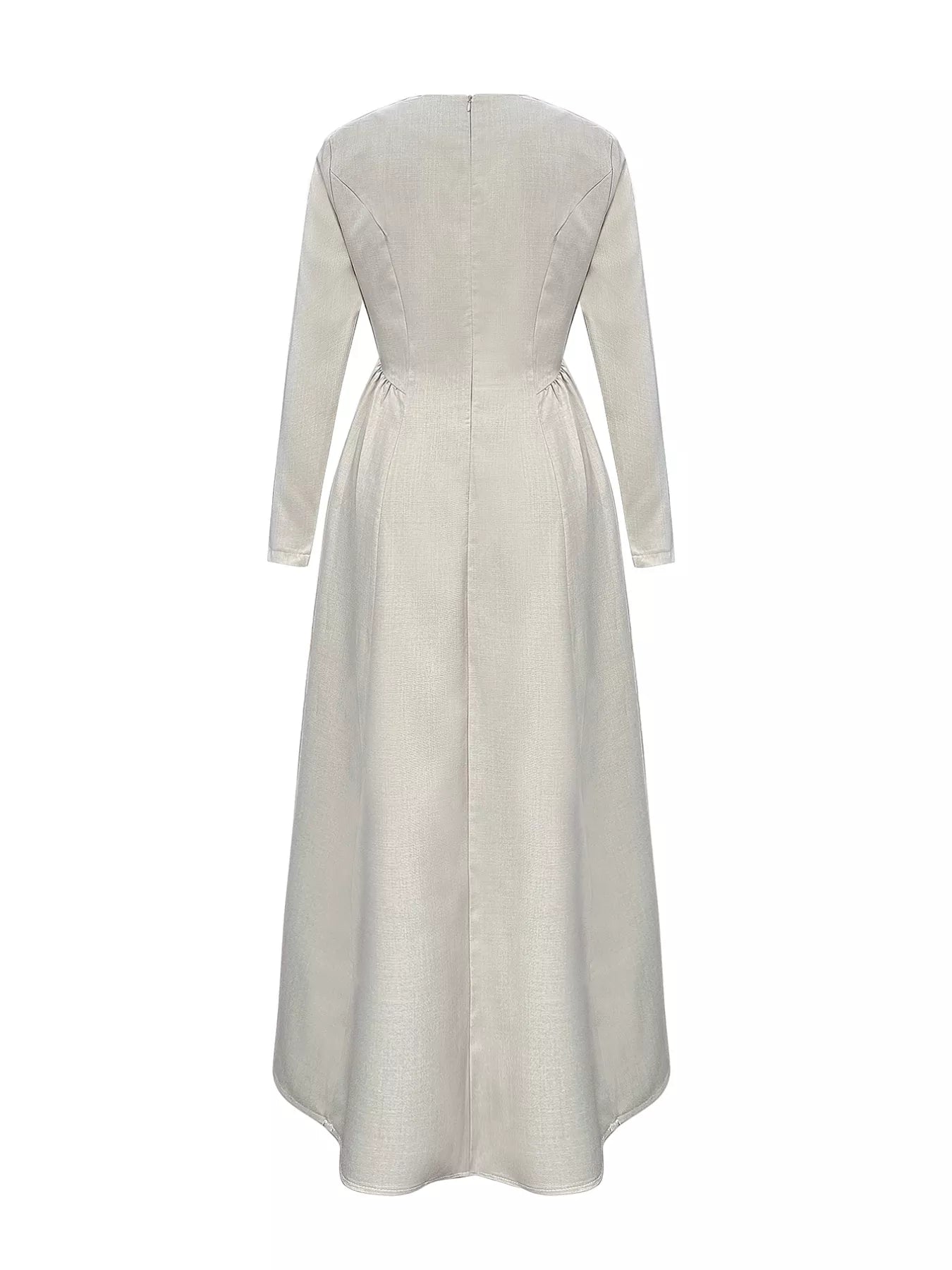 Cutout Front Long Sleeve A-Line Maxi Dress