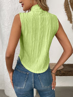 Texture Turtleneck Sleeveless Top - Chic & Versatile