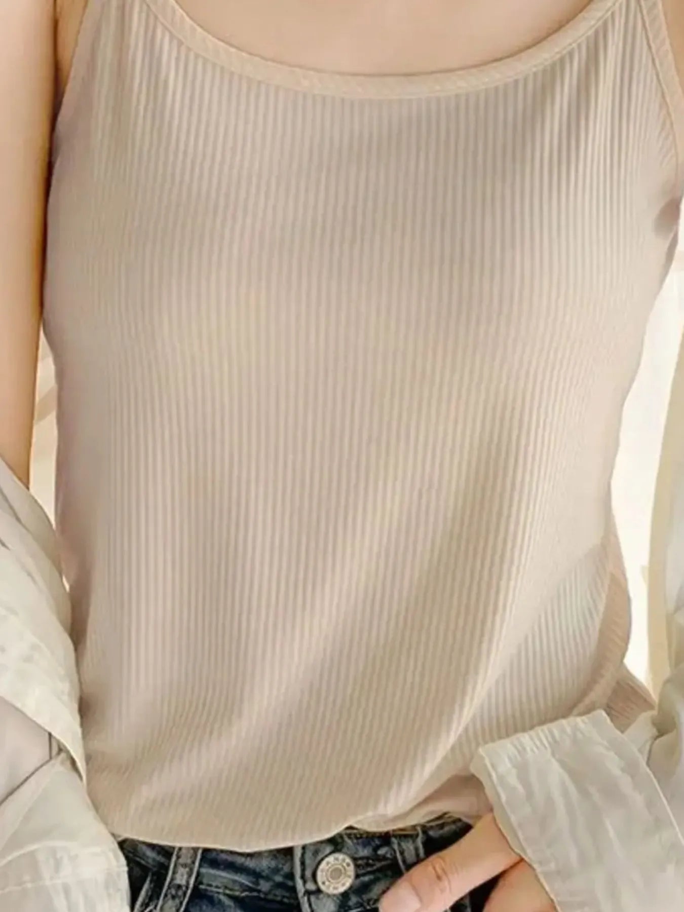Plus Size Scoop Neck Ribbed Cami Top – Comfortable Everyday Layering Piece
