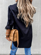 Roll-Tab Sleeve Button-Up Shirt - Lightweight & Chic