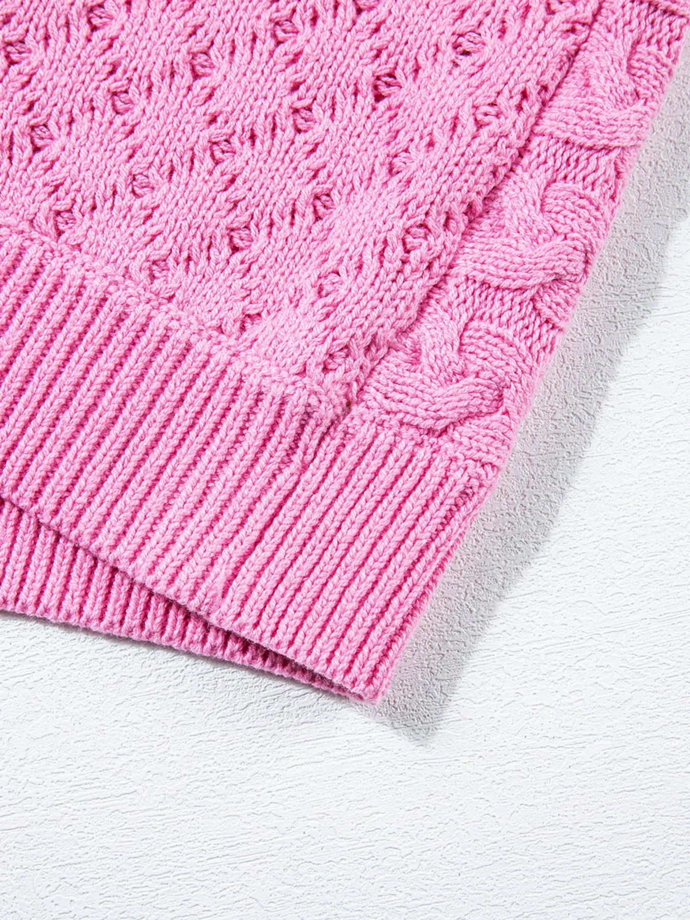 Relaxed Fit Cable-Knit Dolman Sweater Vest