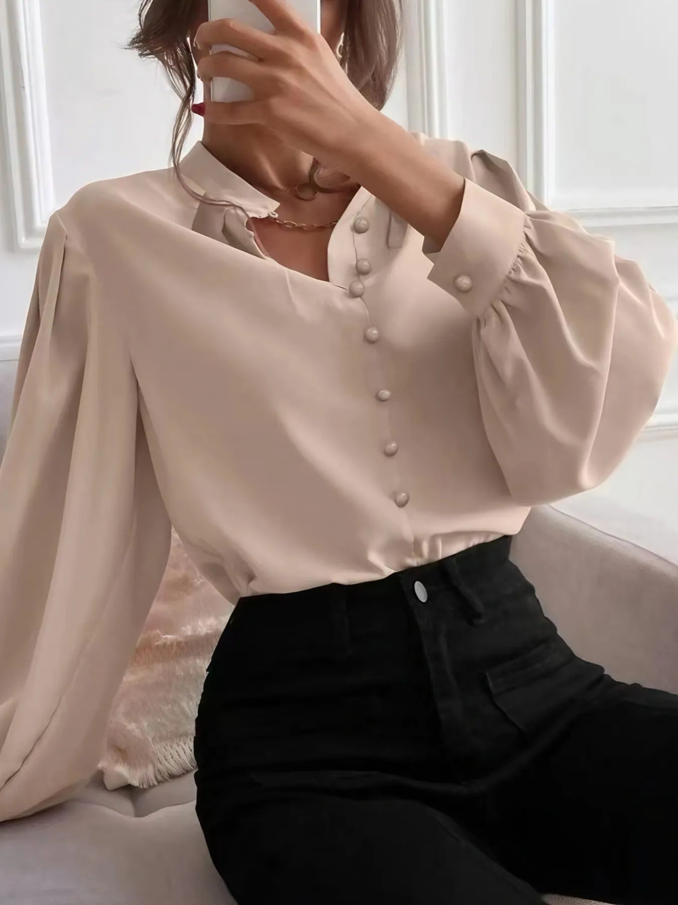 Classic Button Up Long Sleeve Shirt Dust Storm