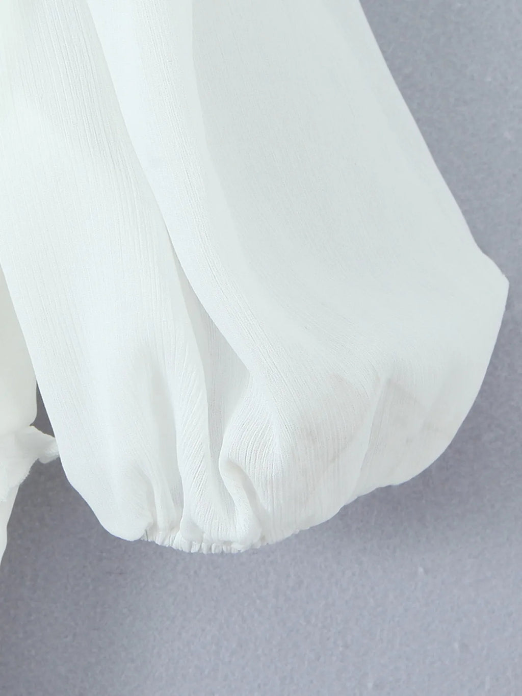 FlairBelle Frill V-Neck Mesh Puff Sleeve Blouse