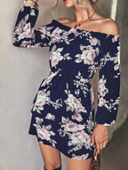 Floral Print Off-Shoulder Ruffled Mini Dress