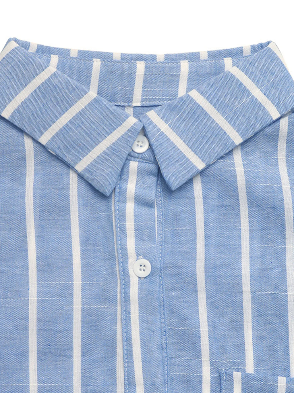 Relaxed Fit Striped Oversized Button-Down Cotton Blend Shirt