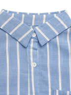 Relaxed Fit Striped Oversized Button-Down Cotton Blend Shirt