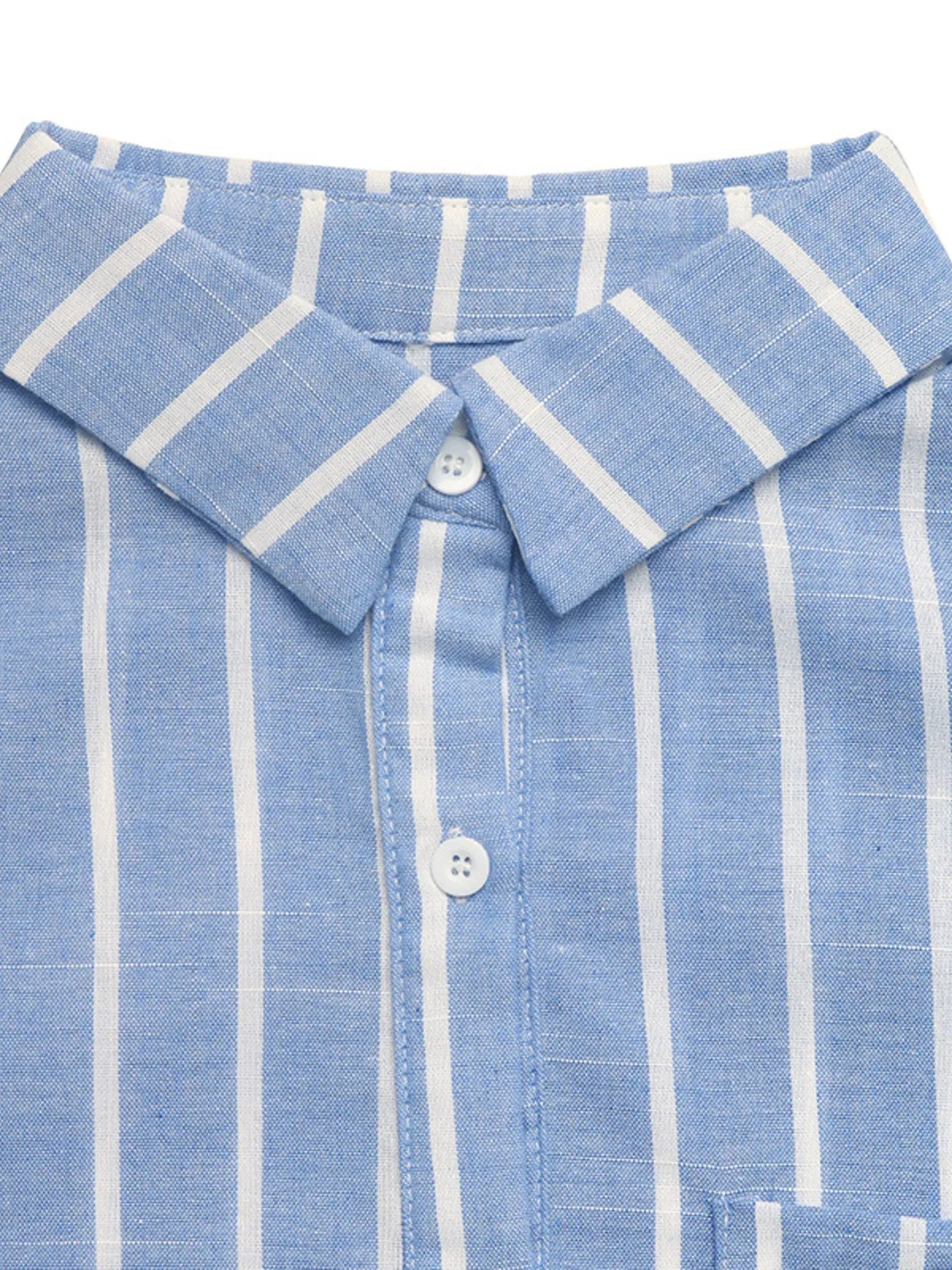 Relaxed Fit Striped Oversized Button-Down Cotton Blend Shirt