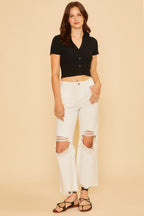 Annie Wear Distressed Raw Hem Denim Jeans