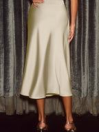 Elegant Satin Midi Skirt for Women